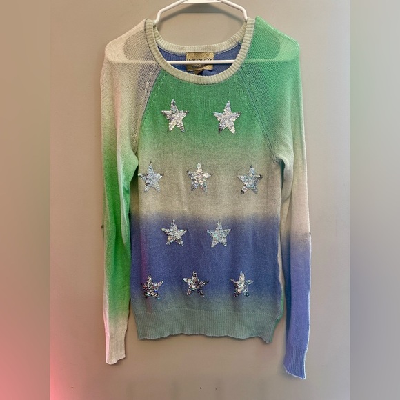 Wildfox White Label Starry Gradient Sweater - Mint, Sky Blue, Ivory Small - Picture 2 of 6